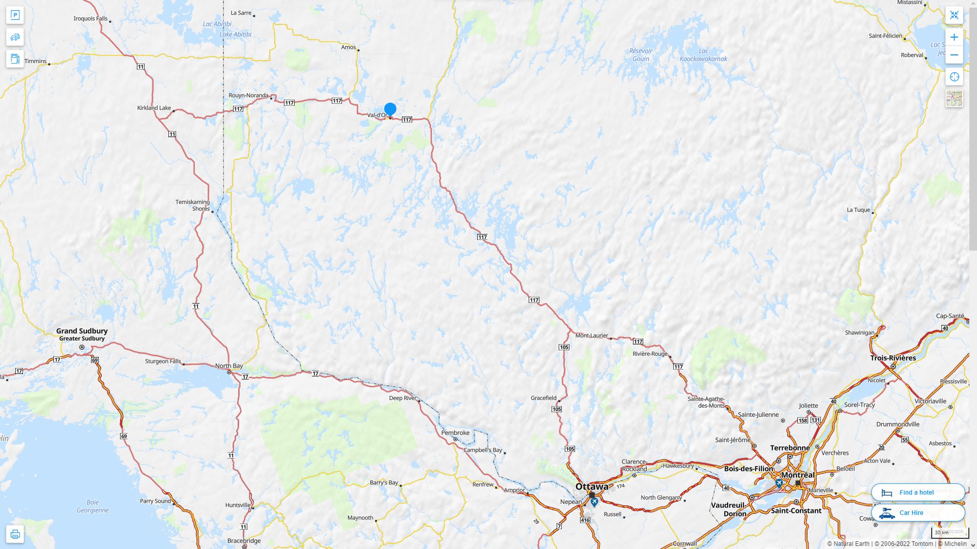 Val d'Or Canada Autoroute et carte routiere
